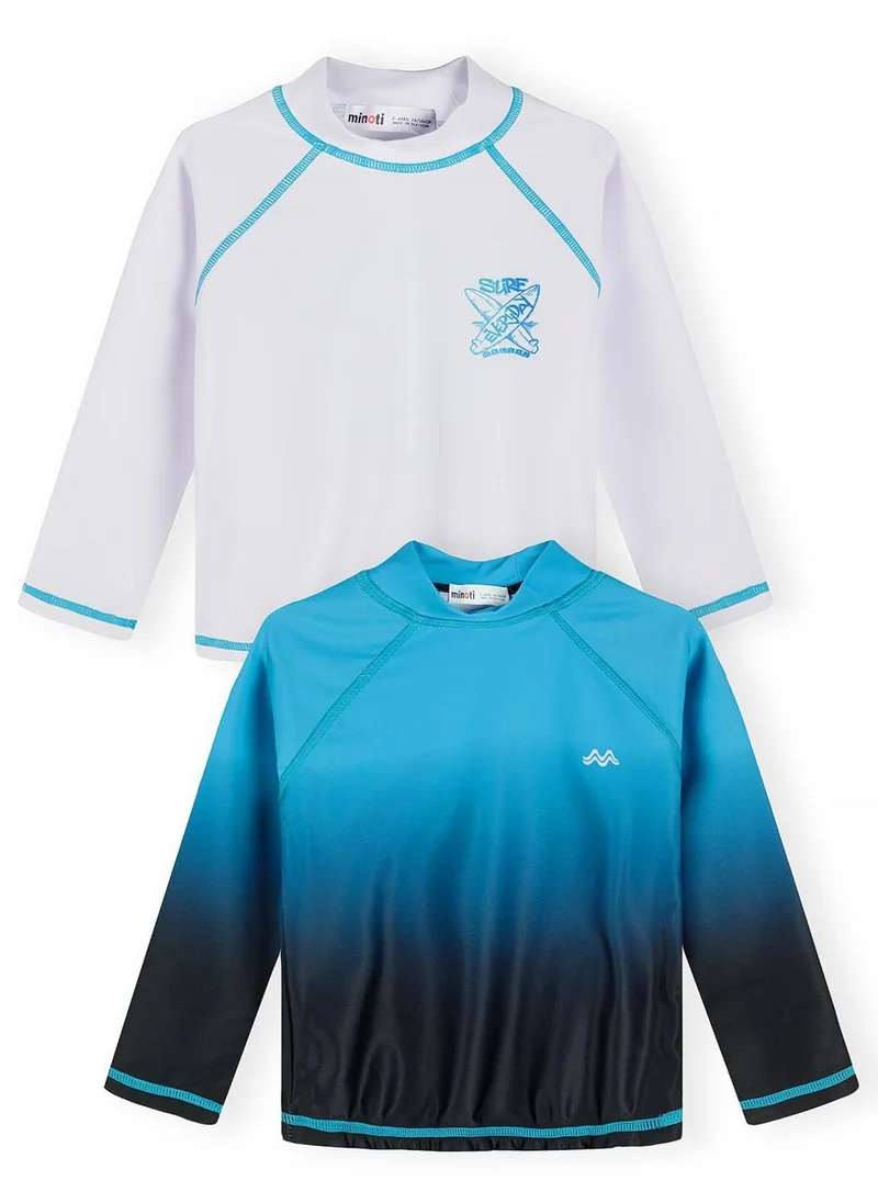 MINOTI Boys 2-pack rash vest set white and ombre blue